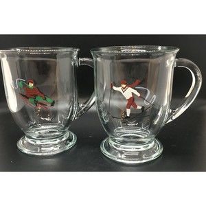 Anchor Hocking Male Winter Athlete Coffee Hot Cocoa Tea Mug Cup Clear Glass
